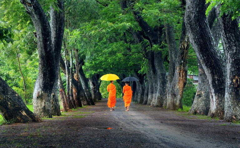 Monks Walking together Cambodia