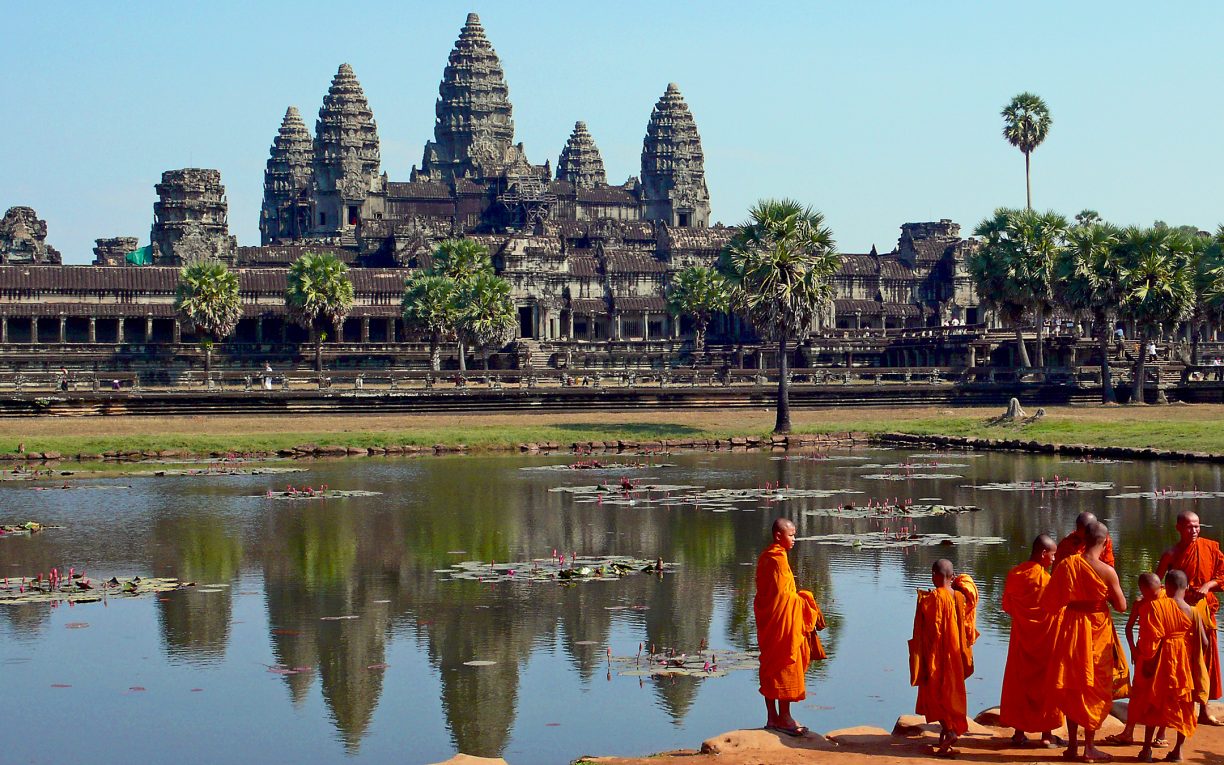 Monks at Angkor Wat Siem Reap Cambodia