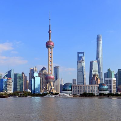 pudong skyline shanghai china