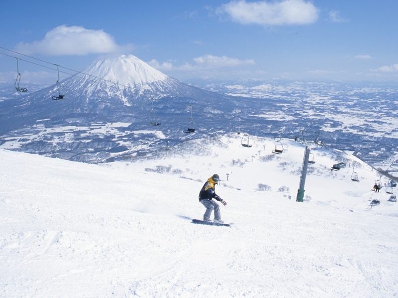 snowboard ski lift snow mountain Niseko japan